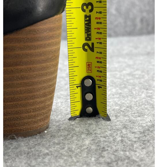 Lucky Brand Black Leather Peep Toe 3" Block Heel Slip On Mule Bootie Women 6.5 - Picture 9 of 11